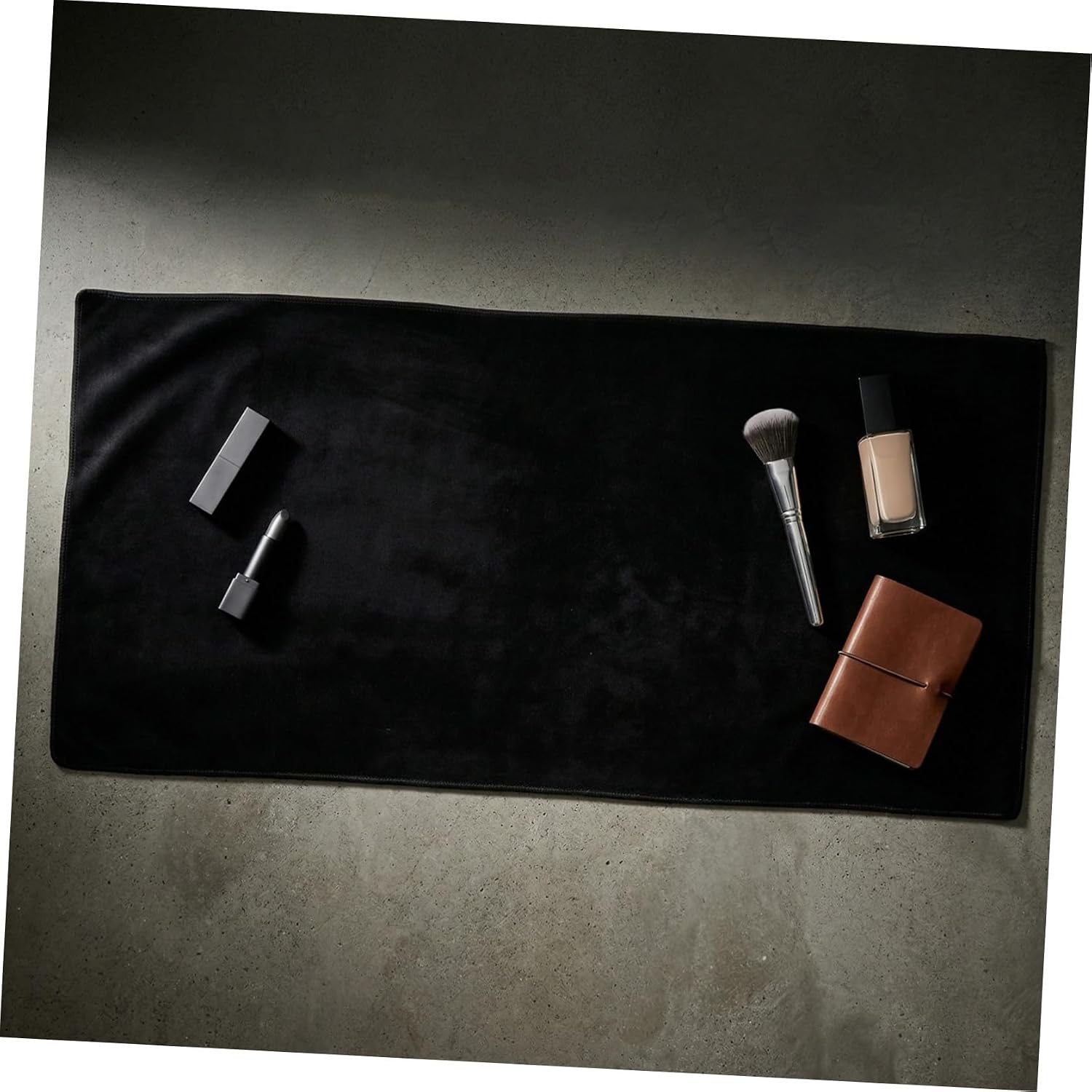 2pcs Black Makeup Mat for Dresser Vanity Desk Cover, Reusable Cloth Table Protector with Stable Placement, Comfortable and Easy-to-clean Makeup Desk Cover Mat for Beauty and Nail