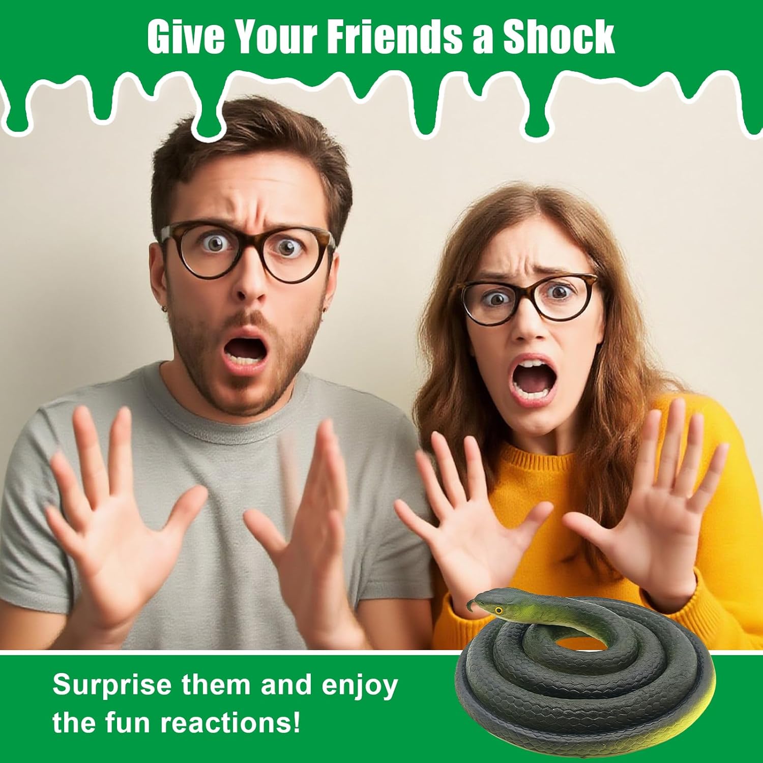 3 Pieces Realistic Fake Rubber Snake,Garden Lifelike Snake to Keep Birds Away Scare Squirrels, Prank Fake Snake