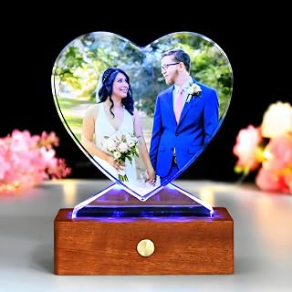 Personalized Crystal Custom Color Pictures - Heart-shaped Crystal Photo Frame, Birthdays, gift for her, Wedding Gifts, for Girlfriends, Husbands,Wife,Friends,Parents