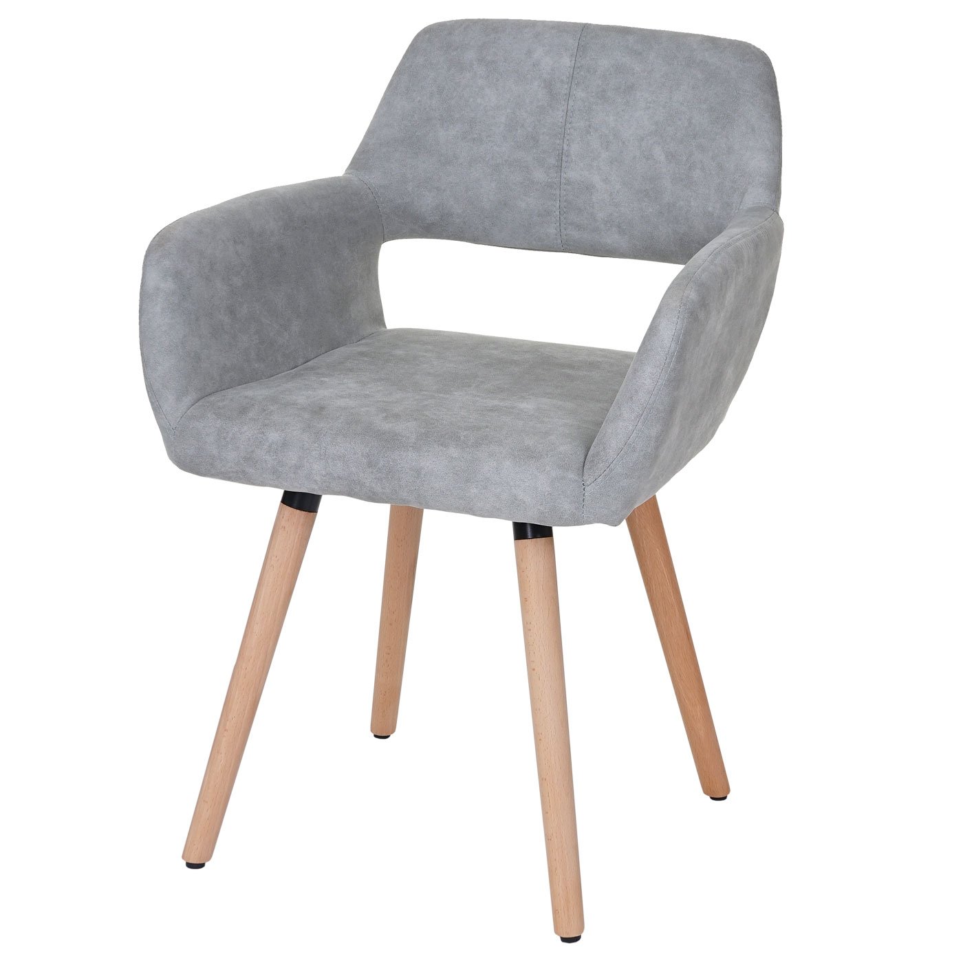 Mendler Esszimmerstuhl HWC-A50 II, Stuhl Küchenstuhl, Retro 50er Jahre Design - Textil, Vintage betongrau, helle Beine