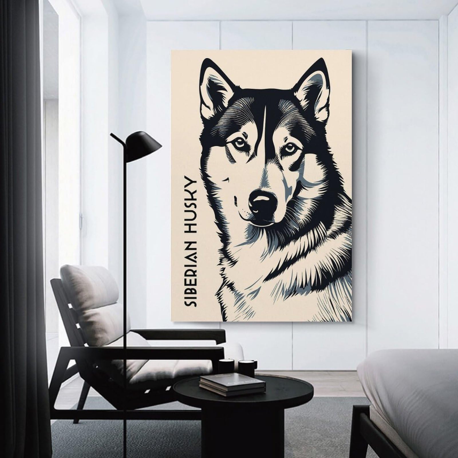 Junmoney Siberian Husky(2) Wall Picture Print 20x30inch(50x75cm), for Home Office, Desk Area Or Studio, Home Office Artwork with Decorative Appeal