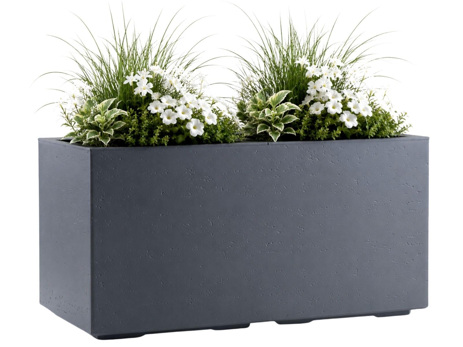 HowHomely Flower Pot 39 x 78 x H 39 cm Planter on Wheels Grey Concrete Look Flower Pot
