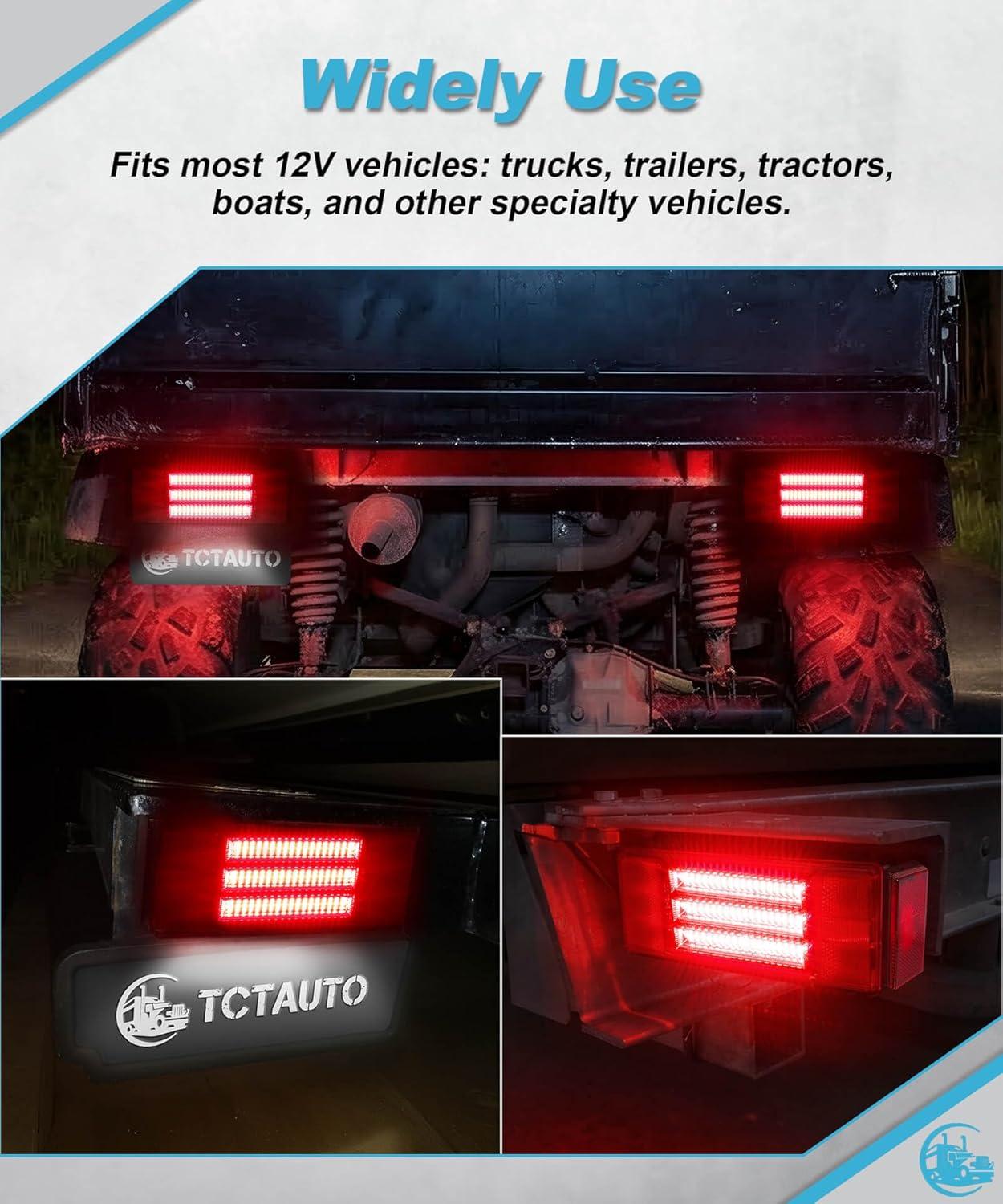 LED Trailer Tail Light w/Triple Light Bars 12V Rectangular Trailer Light 131 Super-Bright LEDs Brake Turn Running License Plate Side Marker Light for Boat Trailer IP67 DOT Certified Red Lens