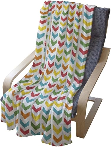 Miniatura 4 de Ambesonne Arrow Throw Blanket, Illustration of Colorful Repetitive Arrows Pointing Downwards on a Plain Background, Flannel Fleece Accent Piece Soft