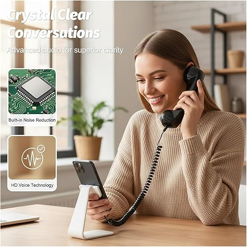 Miniatura 6 de Retro Phone Handset, 2026 Upgrade Retro Phone Handset Wired Vintage Telephone Receiver with Mic & Speaker for iPhone Android Smartphones(Black,3.5mm)