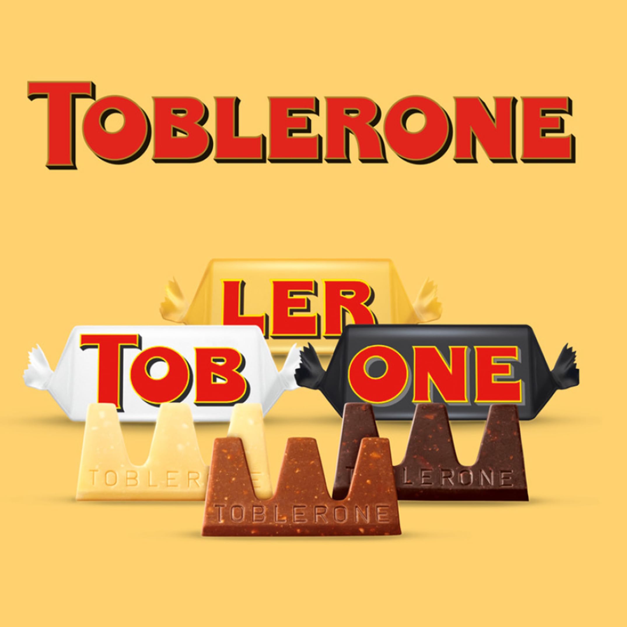 Toblerone - Assortiment de 3 Variétés de Mini Toblerone : Chocolat au Lait, Chocolat Noir et Chocolat Blanc - Tubo de 113 mini barres (904 g)