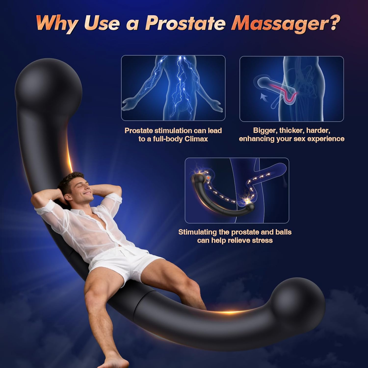 BEISAR Vibrating Prostate Massager Stick, Butt Plug Adult Anal Toys Male Sex Toys for Men Beginner Experienced User Women Sex Toy with 10 Vibrating Anal Vibrator Plug G Sopt Dildo Wand for Couples