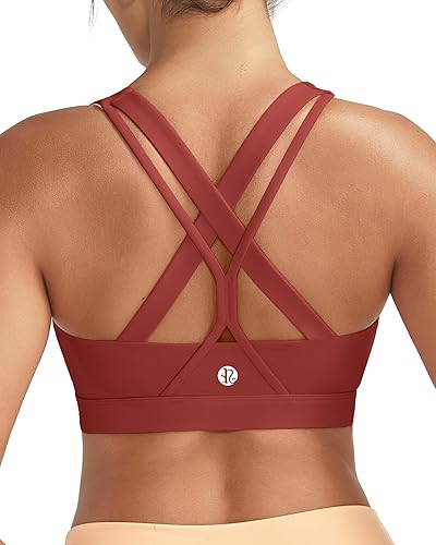 RUNNING GIRL Brasier deportivo para mujer de alto soporte, espalda cruzada acolchada, brasier deportivo con tirantes delgados, brasier de yoga con