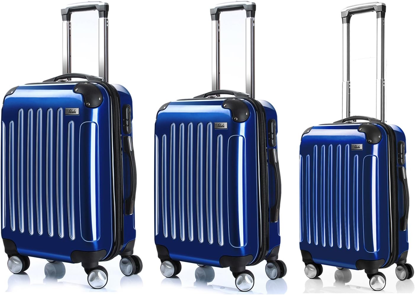 Hard shell baggage case, trolley case with 4 double wheels M - L - XL, set in 4 colours, dark blue (blue) - 580060010