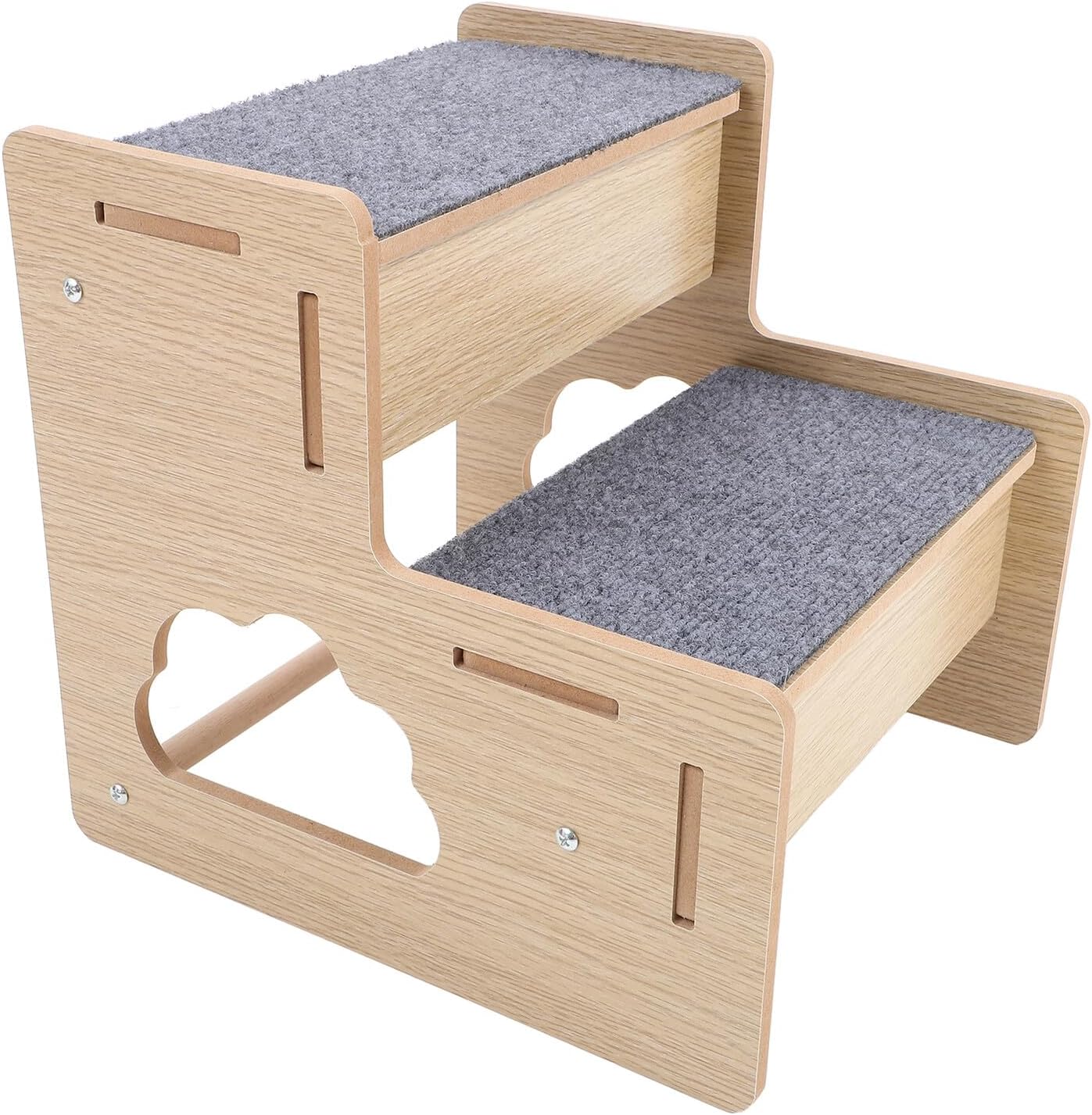 Angoily Wooden Pet Stair Ramp for Dogs and Cats Portable Dog Ladder with Sturdy Frame Easy to Clean and Carry for Sofa and Bed Stylish Pet Accessory