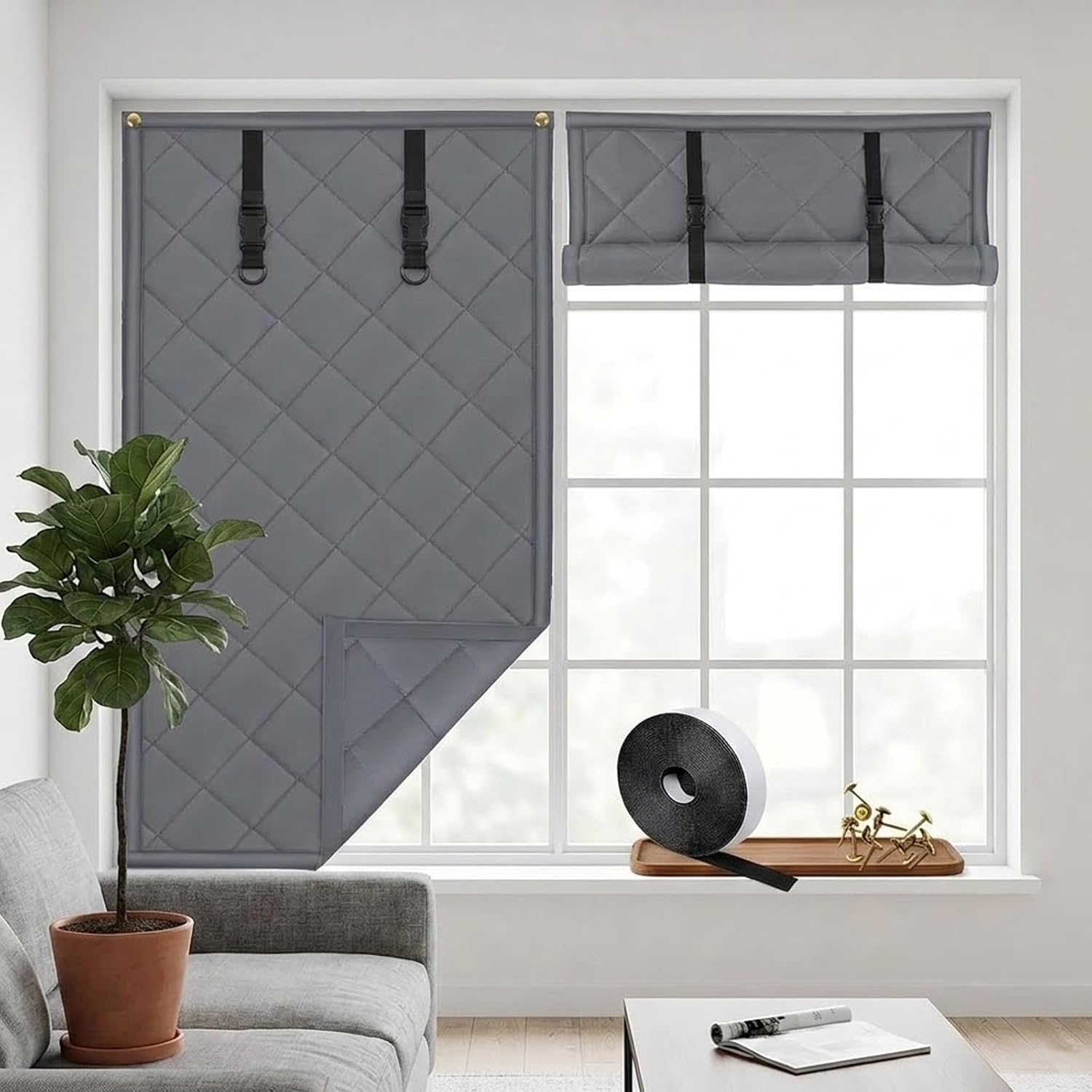 Insulated Window Cover Window Insulation Kit,Self Adhesive Thermal Curtains