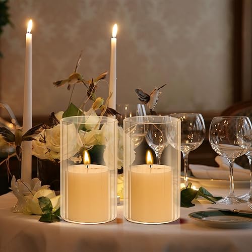 Miniatura 5 de Juego de 6 jarrones cilíndricos de vidrio transparente acanalado para flores, decoración moderna de florero flotante de 6 pulgadas de alto,