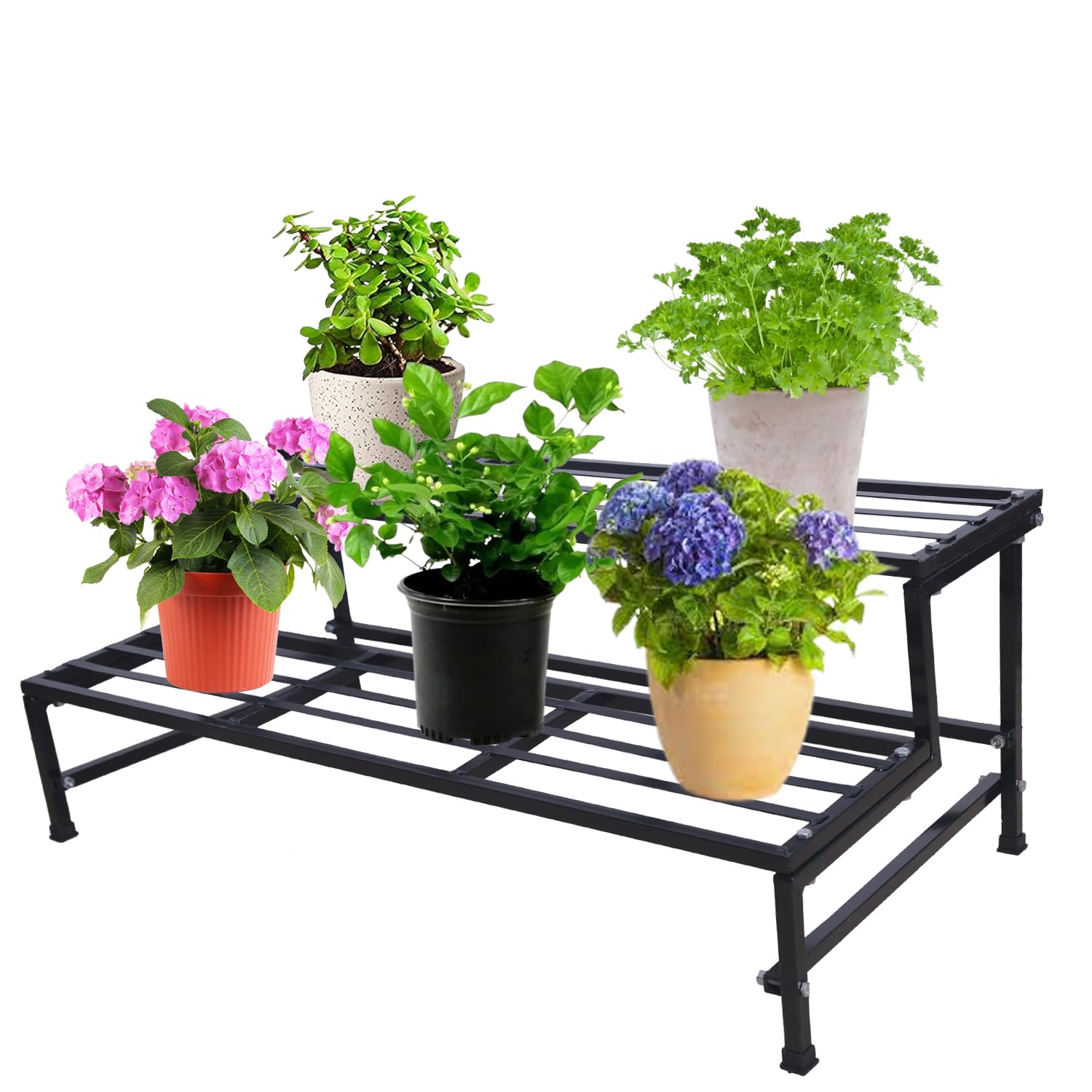 VINAMRA28 - Classic Design Step Stand in Black for Multiple Plants and Pots Stand |Indoor |Shelf Holder |Rack |Gardening Stand |Indoor Outdoor Set of 1 Black (2 Step) (B0C55K893D) Amazon Price History, Amazon Price Tracker