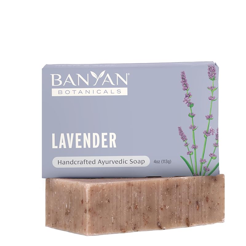 Sabonete em barra de lavanda Banyan Botanicals com óleos essenciais de alecrim e lavanda, 99 g
