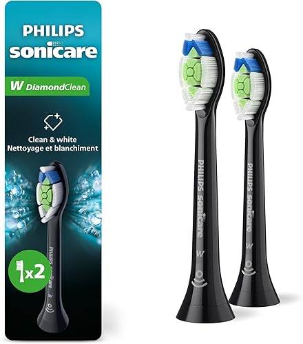 Philips Sonicare W DiamondClean - Cabezales de cepillo de dientes eléctrico de repuesto genuino, negro, paquete de 2, HX6062/95
