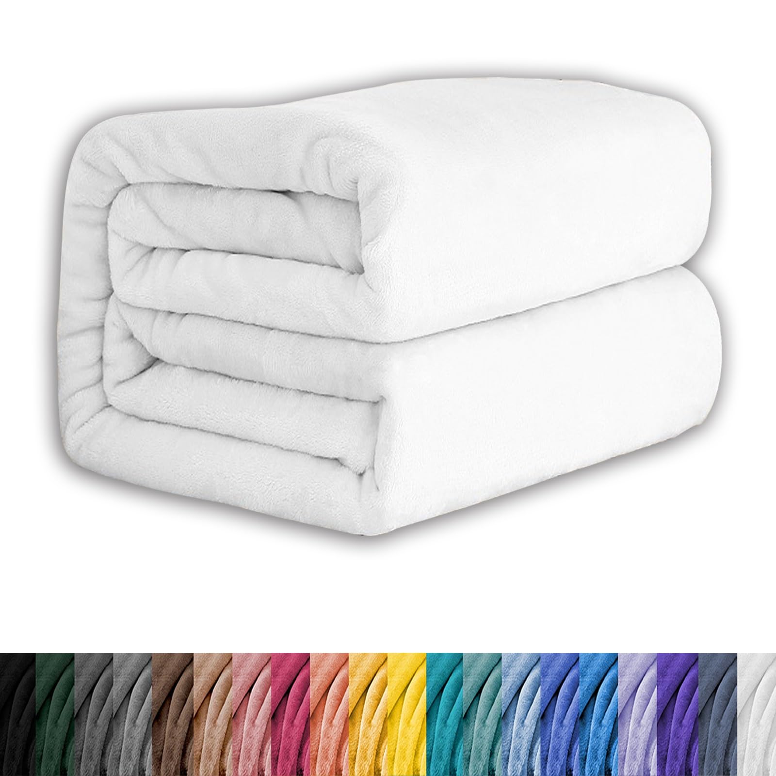 Couverture lit grande taille en polaire flanelle blanche 160 x 140 cm