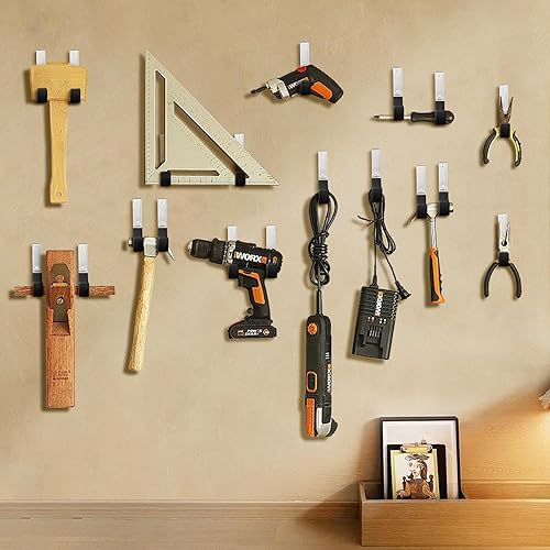 Miniatura 5 de Ganchos de garaje de acero resistente, ganchos de almacenamiento de garaje, organizador de herramientas de jardín de garaje resistente, ganchos de