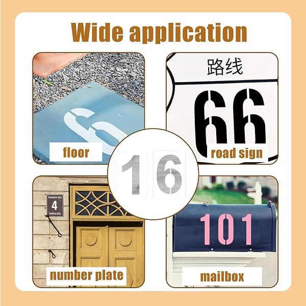 Pochoirs à chiffres grands formats 30 cm, lot de 10 pochoirs à chiffres 0-9, réutilisables, adaptés à la peinture et à la décoration DIY, pochoirs à peinture - 5
