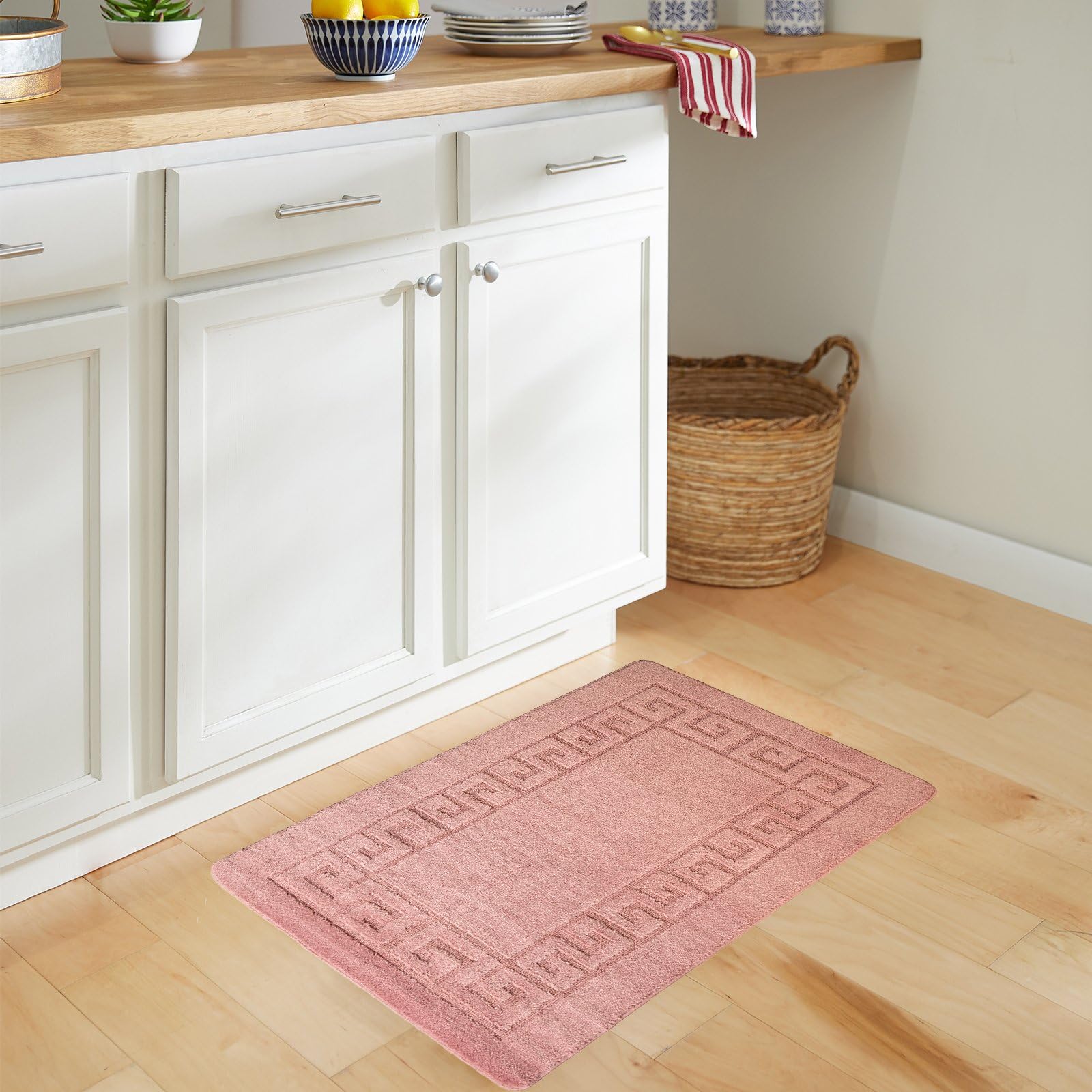 renoazul® Non Slip Indoor Door Mat, Heavy Duty 40 x 60 cm Anti-Slip Welcome Front Door Mat, Floor Mats for Home, Kitchen and Bedroom Decor (Gel Back Rocco Rug - Pink) — image 1