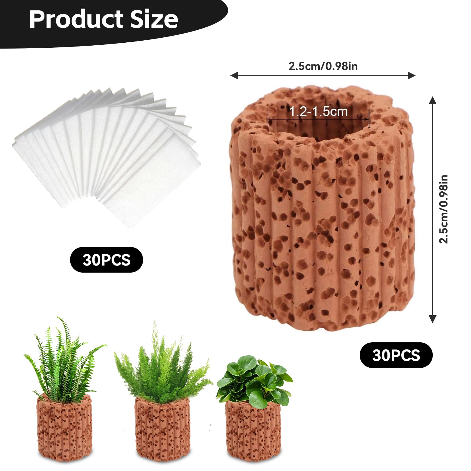 30 Pièces Anneau de Fixation pour Plantes Aquatiques, 2,5 cm Anneaux pour Plantes Aquatiques, Argile Anneaux Fixes en Céramique pour Aménagement Paysager, Support Céramique pour Aquarium