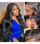 Xagujpo 32 Inch 13x6 Lace Front Wigs Human Hair Pre Plucked 250 Density 13x6 HD Body Wave Lace Fr...
