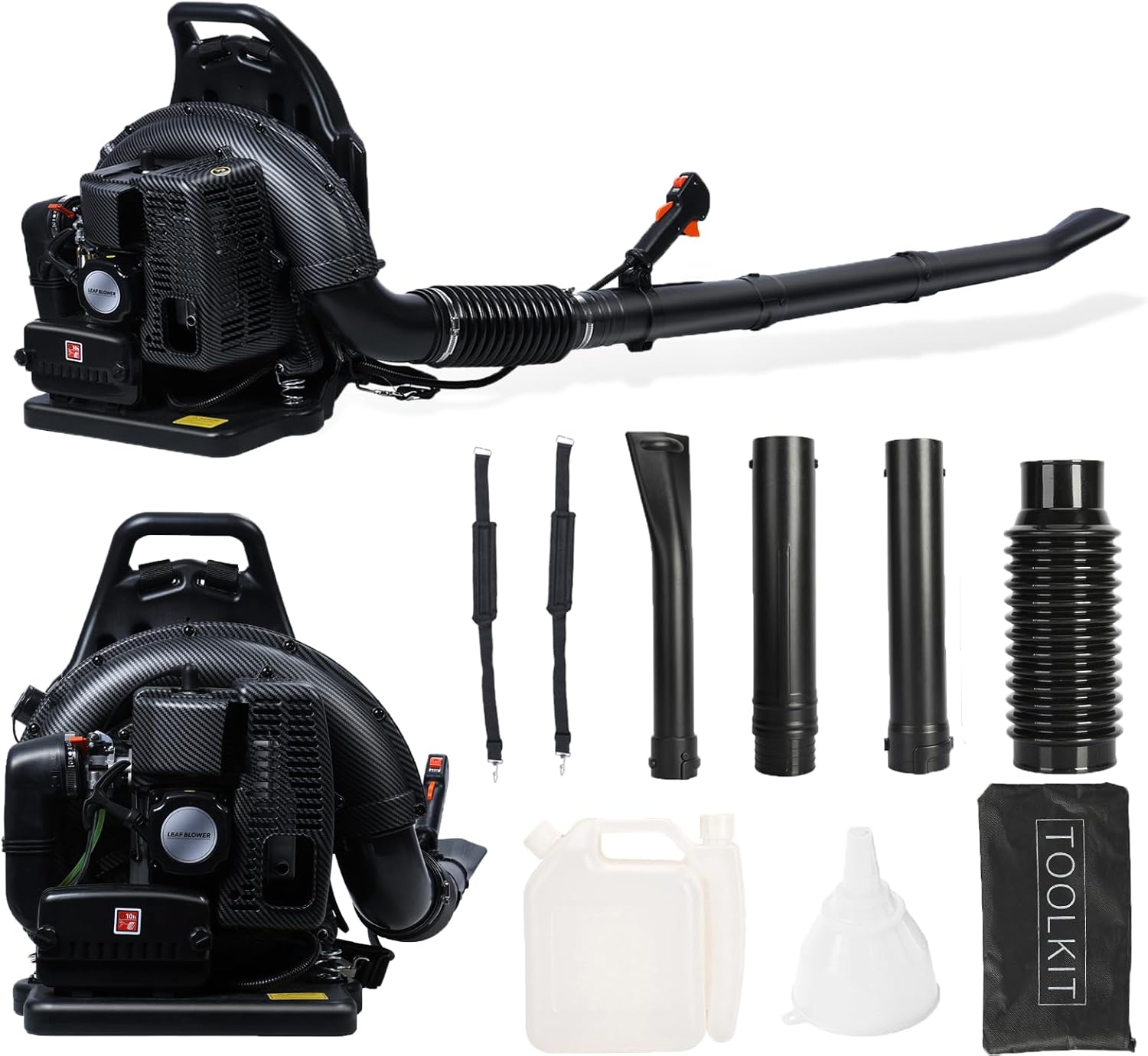 Gas Leaf Blower, 2-Stroke Engine 63CC 3HP Backpack Leaf Blower, High-Velocity 665 CFM, 205MPH, 1.7L Tank Backpack Blowers Gas Powered Snow Blower for Lawn Care (Black)