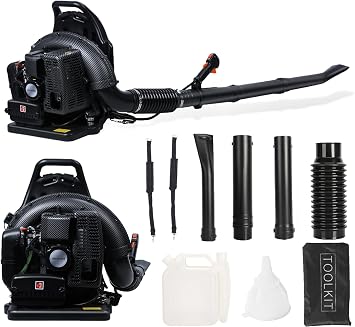 Gas Leaf Blower, 2-Stroke Engine 63CC 3HP Backpack Leaf Blower, High-Velocity 665 CFM, 205MPH, 1.7L Tank Backpack Blowers Gas Powered Snow Blower for Lawn Care Black