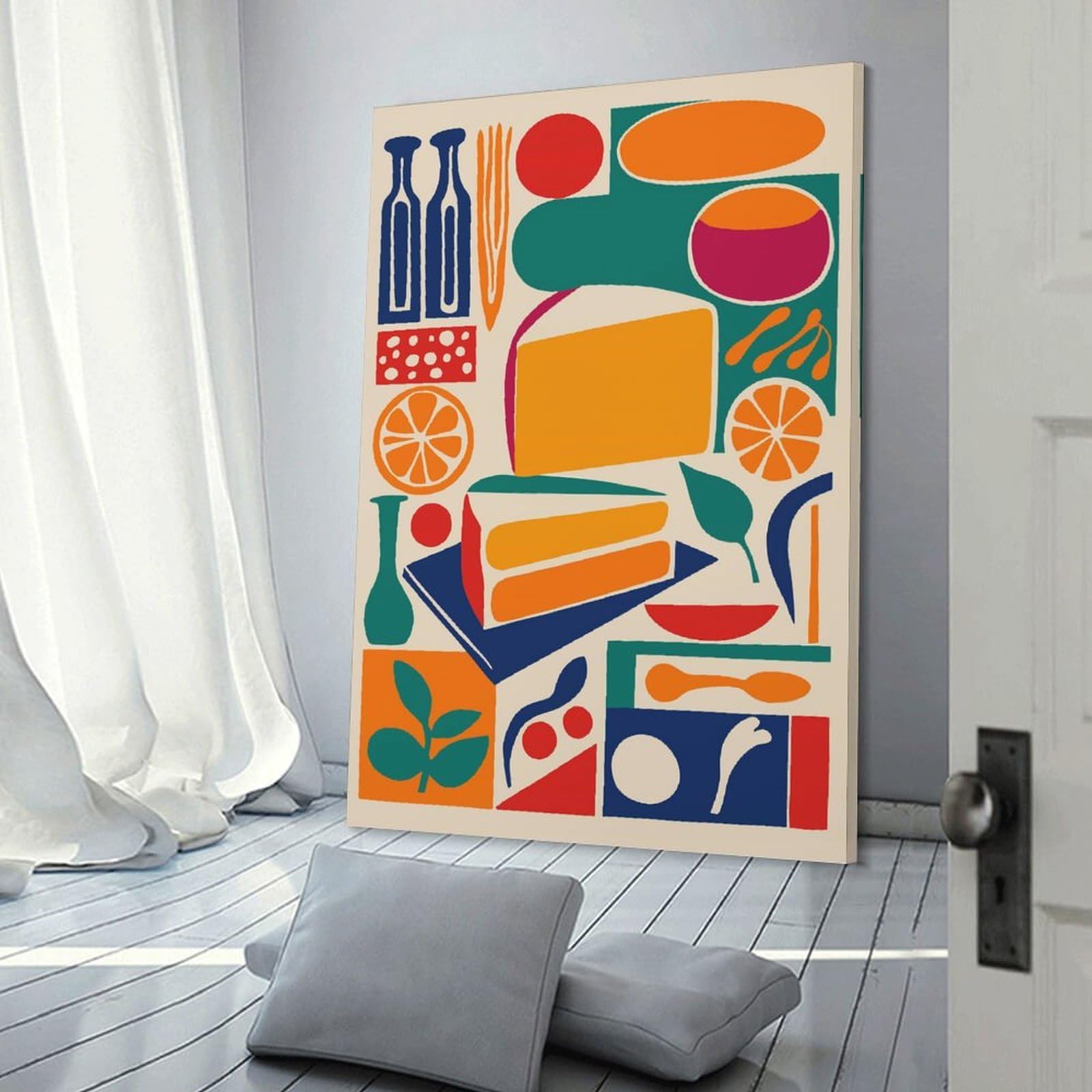Junmoney Hanging Wall Art Retro Abstract Cheese, 16x24inch(40x60cm), for Contemporary Homes, Apartments Or Offices, Stylish Wall Art for Fresh Spaces