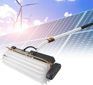 Professional Solar Panel Cleaning Robot 7.5 m/25 ft,Commercial Electric Photovoltaic Panel Washing Brush,Light Aluminum Water Supply Pole,Strip-Dual