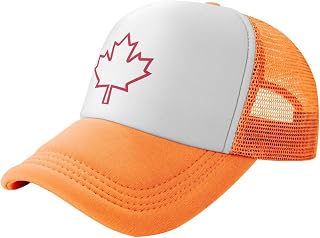 Canada Canadian Maple Leaf Logo Trucker Hat Adjustable Snapback Closure High Crown Foam Mesh Back Hats for Men and Women
