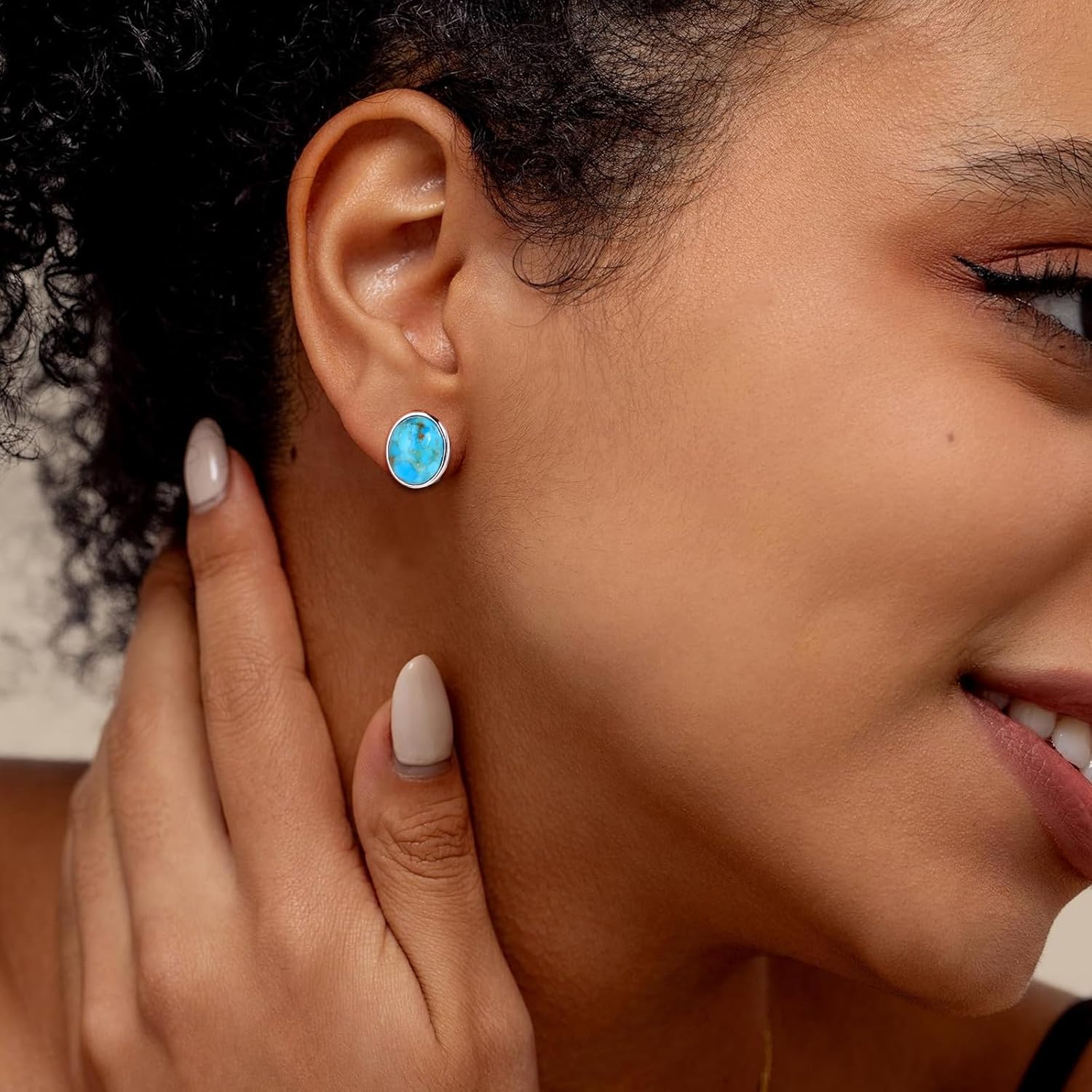 AIBAO Real Turquoise/Lapis Lazuli/Malachite Stud Earrings for Women Western Boho Jewelry Hypoallergenic 925 Sterling Silver Earrings Studs - Image 2