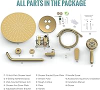 Vista 6 de SR SUN RISE Sistema de ducha, juego de grifo de ducha multifunción de 12 pulgadas, 6 ajustes de cabezal de ducha de mano de alta presión, válvula