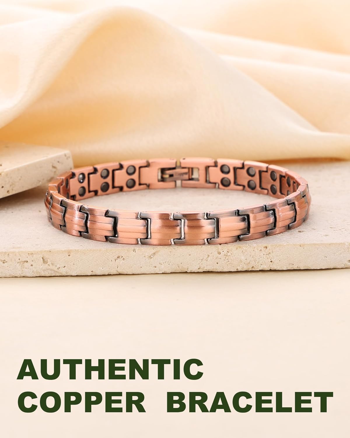 MagEnergy Copper Magnetic Bracelet for Women, Christian 99.9% Copper Bracelet for Women with Ultra Strength Magnets, Adjustable Biblical Cross, Gift
