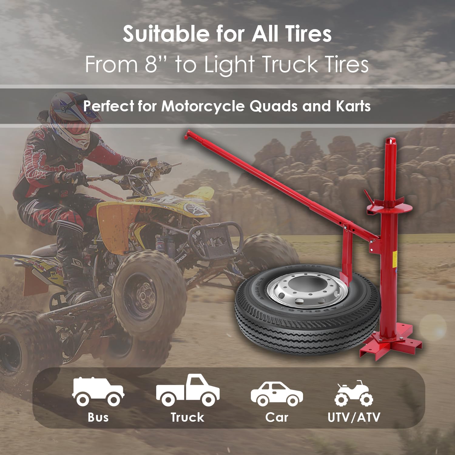 AIM Tools Smontagomme Manuale, Smontagomme Portatile per Auto, Strumento di Riparazione Garage per Veicoli con Montaggio su Ruota per Quad e Kart Moto 451326