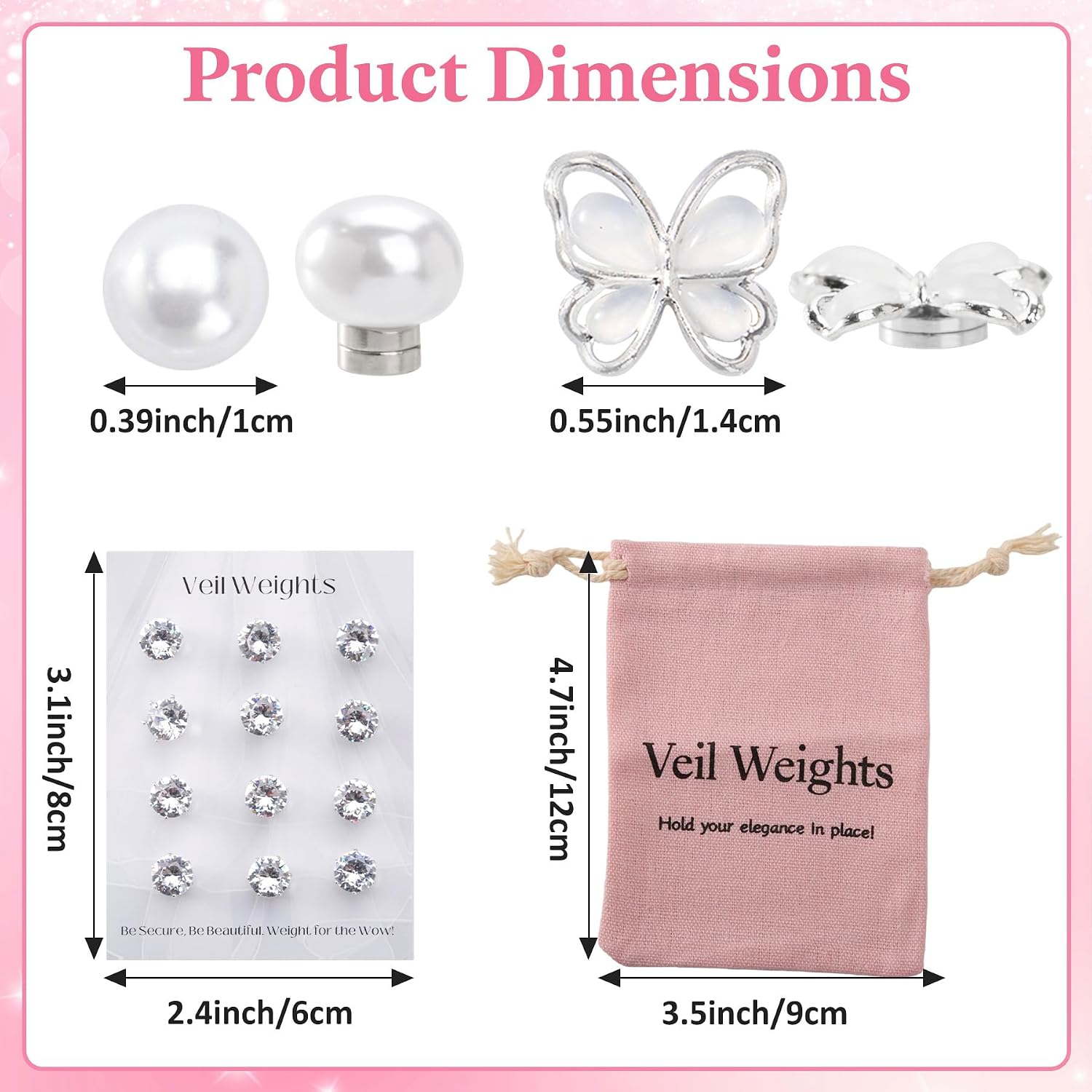 INSYOHO Veil Weights - 24PCS Magnetic Veil Weights Invisible, Anti-Wind Bridal Accessories for Outdoor Wedding image 5