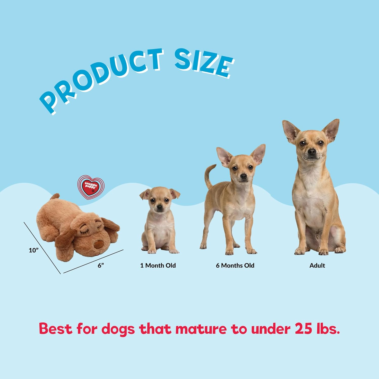 Snuggle Puppy Junior, Heartbeat Puppy Toy for Small Breeds, Smaller Plush Dog Toy with Real-Feel Pulse, Designed for Crate Use and Early Routines - Biscuit