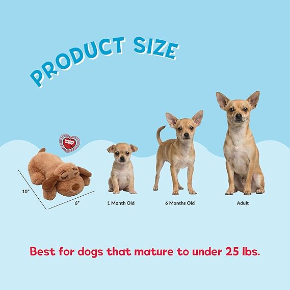 Snuggle Puppy Junior, Heartbeat Puppy Toy for Small Breeds, Smaller Plush Dog Toy with Real-Feel Pulse, Designed for Crate Use and Early Routines - Biscuit