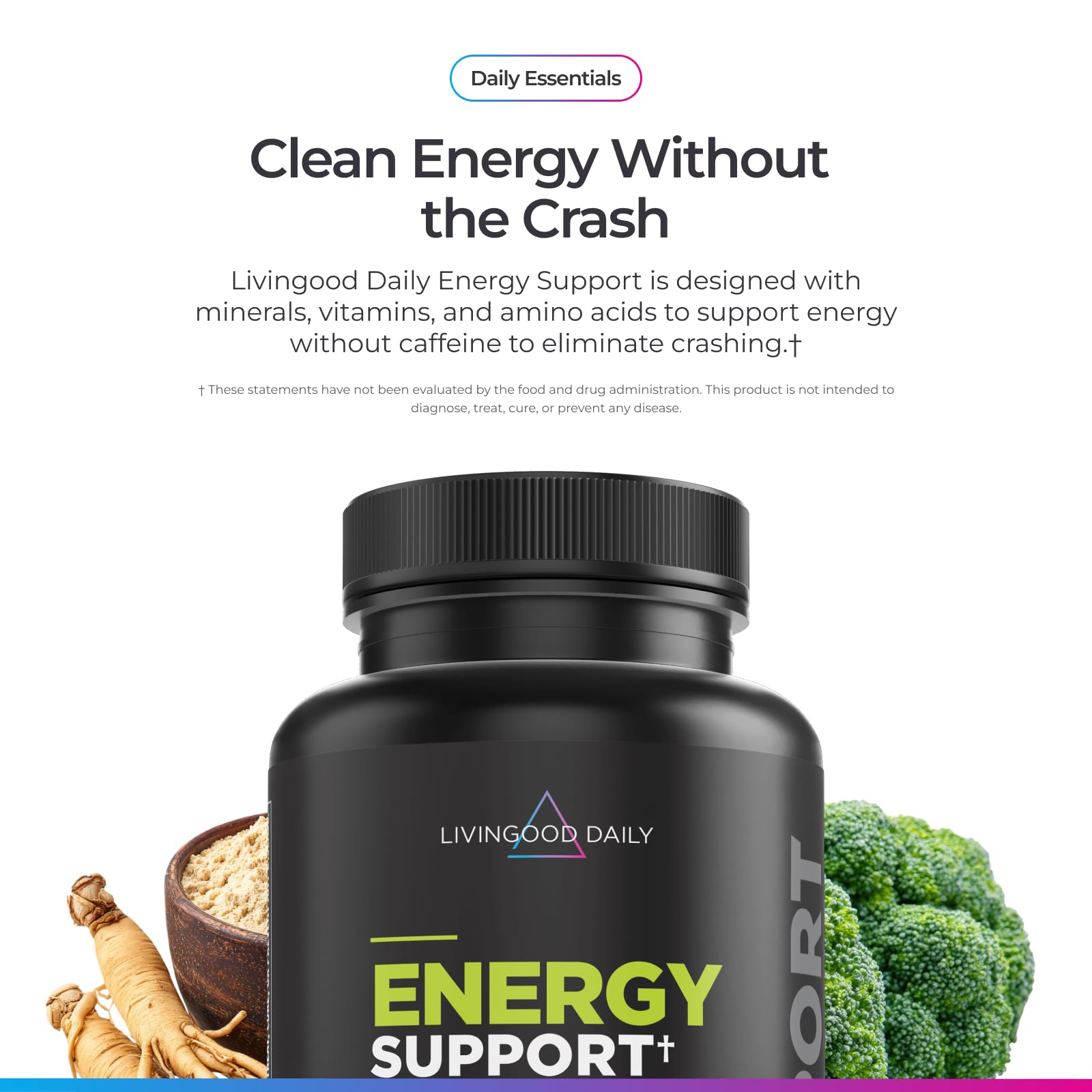 Amazon.com: Livingood Daily Energy Support, 11-in-1 Supplement with  Magnesium, Vitamin B6, B12, Amino Acids, L Carnitine, CoQ10, Ginseng & L  Theanine, Supports Natural Energy for Men & Women, Vegan, 60 Capsules :