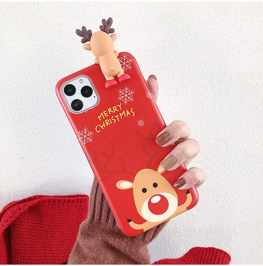 SGVAHY Christmas Case for iPhone 13 Pro, Fun Cool Cute 3D Cartoon Snowman Design Soft Silicone TPU Ultra Thin Shockproof Protective Case (Elk A, iPhone 13 Pro)