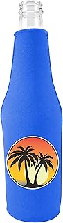 Palm Tree Sunset Beer Bottle Coolie (1, Royal Blue)
