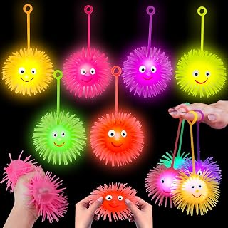 24 PCS Light Up Balls Party Favors for Kids 4-8 8-12 Sensory Squeeze Toys Bulk LED Puffer Balls Classroom Prizes Goodie Bags Stuffers Pinata Fillers Birthday End of Year Student Return Gifts