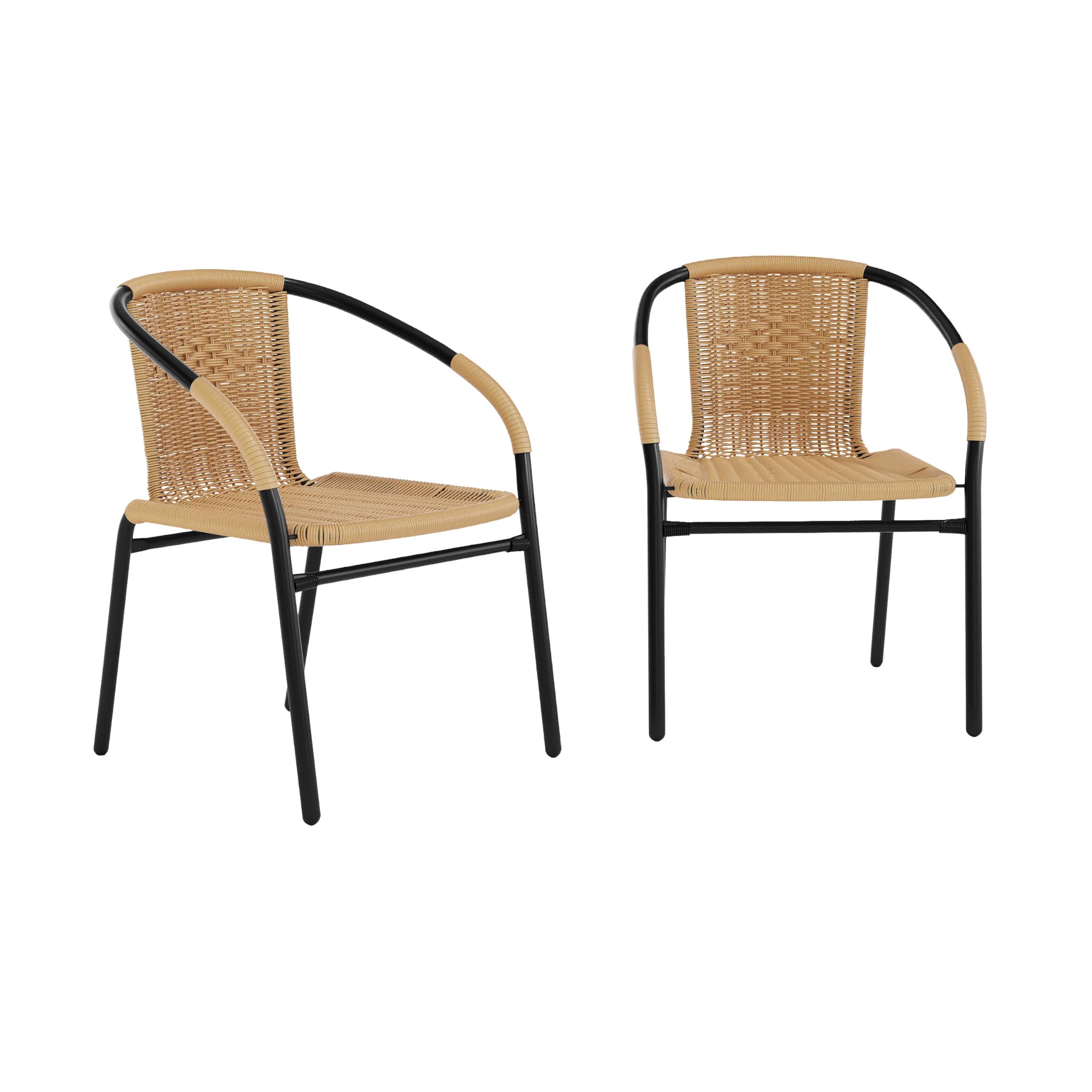 Flash Furniture Beige / Set of 2 / Modern Patio Dining Chairs