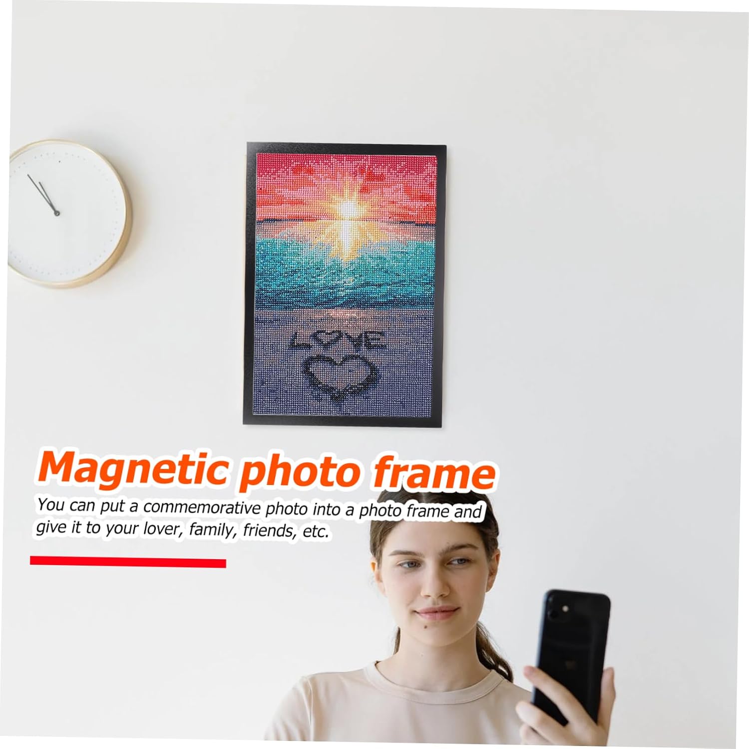 Cabilock 2 Sets Magnetic Picture Frames Self Adhesive Lightweight Photo Holders for Refrigerator Door Home Wall Display with Rounded Edges Suitable for Certificates Paintings Business