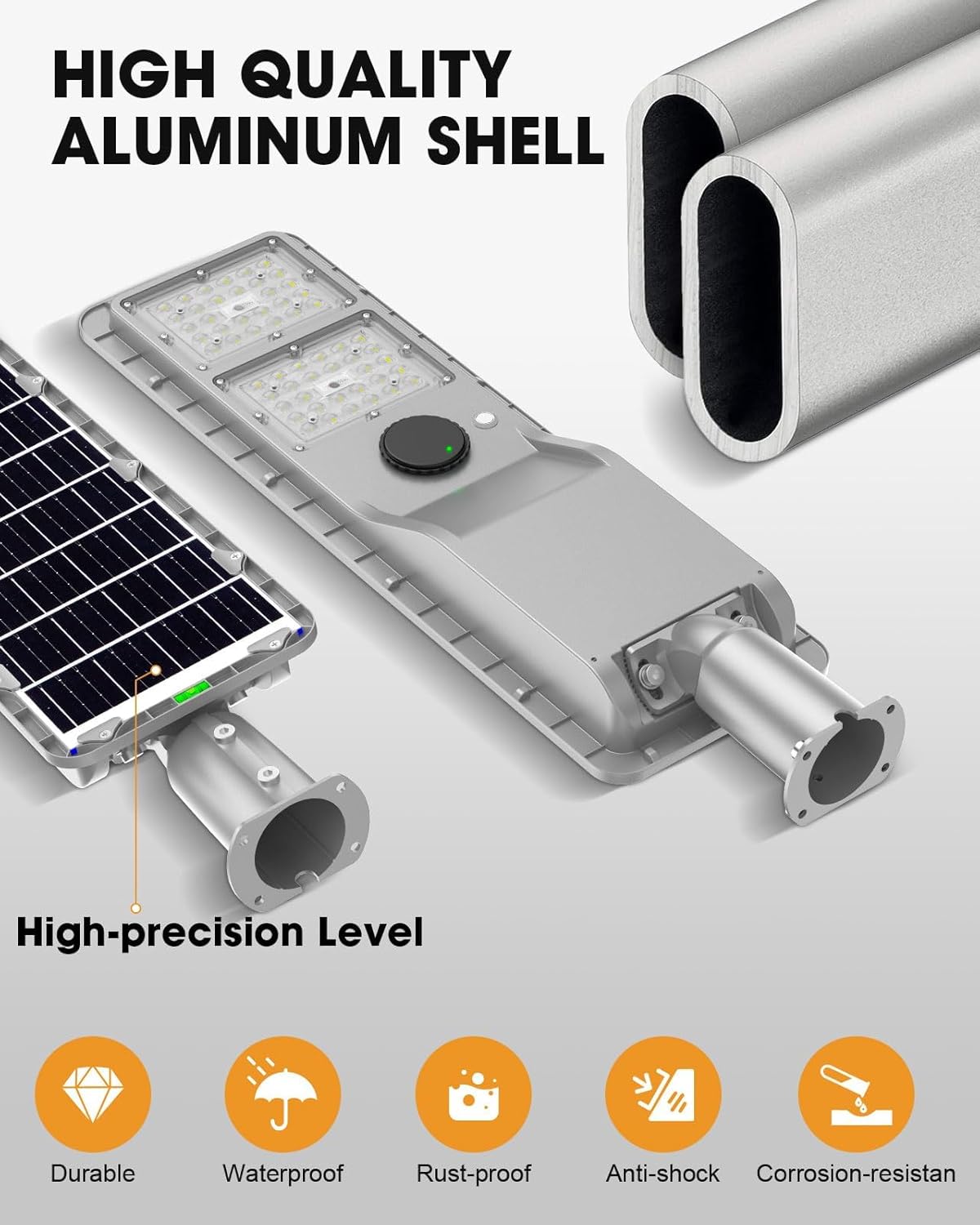 10000W Ultra-Bright Solar Street Light, 4-in-1 Smart Control & IP67 Waterproof Solar Flood Lights, 3000 Sq.Ft Wide Lighting for Parking Lot, Yard, Garden (Military-Grade, Easy Installation)(2pack)