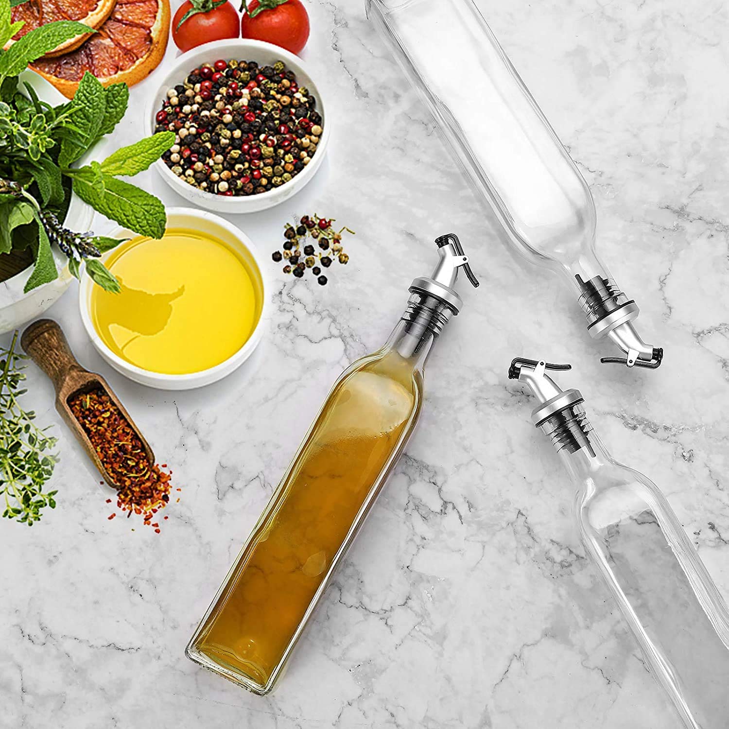 SP FASHIONSP FASHION Oil Dispenser for Kitchen 500 ML Glass - Clear - 500 ml - Pack of 2