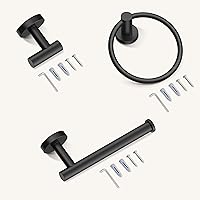 Vista 8 de FORIOUS 4 Piece Bathroom Accessories, SUS304 Stainless Steel Toilet Paper Holder, Towel Ring and 2 Towel Hooks, Wall Mounted Bathroom Hardware Set