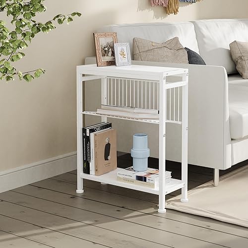 Miniatura 51 de Mesa auxiliar delgada para espacios pequeños, diseño 2 en 1 con soporte para revistas, marrón rústico Marrón (Rustic Brown),Negro -,Bricolaje