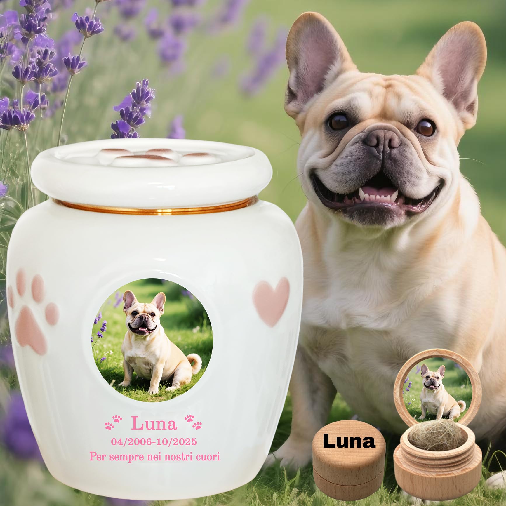 Urna per animali domestici personalizzata，Urne per gatti e cani, domestici, ceneri,Urna in ceramica | Fatto a mano su misura (Medio（Adatto per le ceneri≤20KG）)