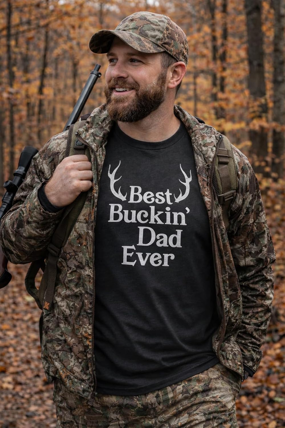 Mens Best Buckin Dad Ever T Shirt Funny Hunting Tee for Dads | Funny T Shirts, Dad Joke Apparel for Men, Cool Hunting Short Sleeve, Soft Cotton Blend, Novelty Tees for Guys
