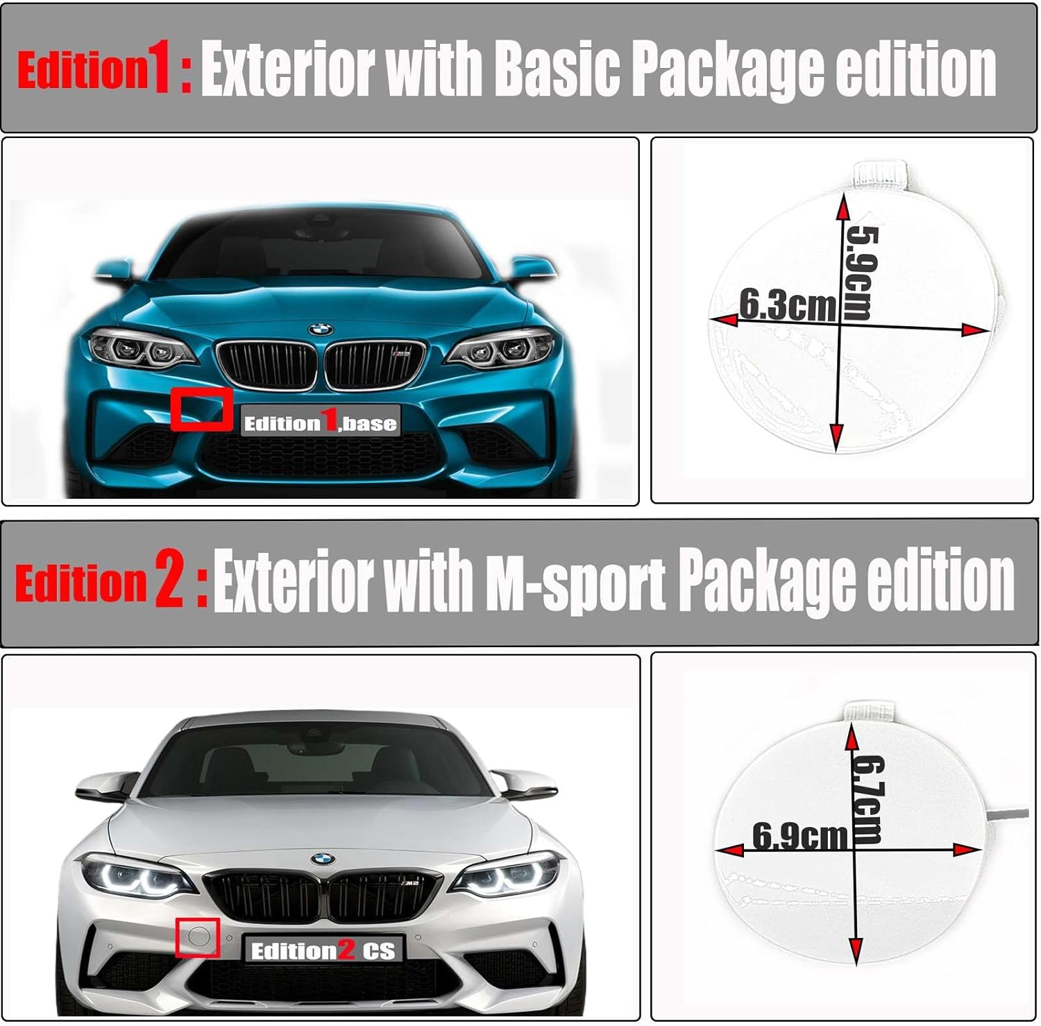 Front Tow Cover for 15-23 BMW M Series M2 F87 Fit Base Model 2door 2016 2017 2018 2019 2020 2021 2022 2023 Bumper Hook Eye Cap Edition1